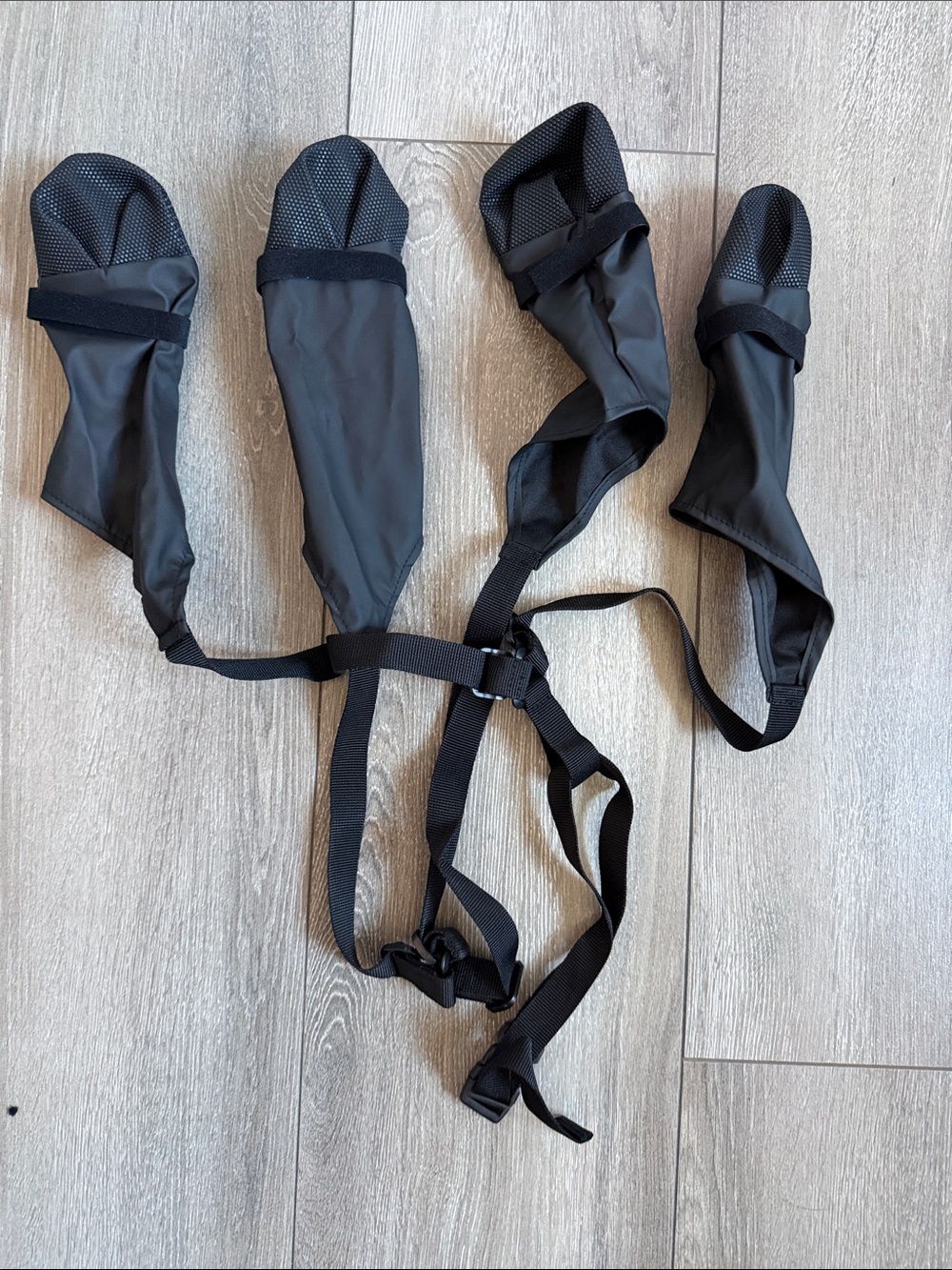Black Dog Paw Protectors with Adjustable Harness Straps